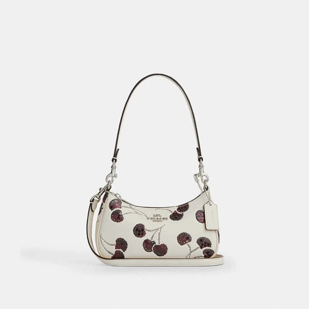 Coach Mini Teri Crossbody & Shoulder Bag Red Cherry Print Silver/chalk CCZ23 NWT